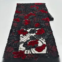 Tissu de luxe perlé avec broderie en mousseline, dentelle perlée avec sequins, tissu africain pour robe de mariée femme