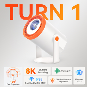 JUNUO Turn 1 Hot Selling Mini <b>Projector</b> 200Ansi 720P 1+8GB Newest <b>Android</b> 14 with BT Portable <b>Projector</b> for Home Use - Product Image 2