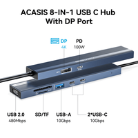 Hub USB-C 7 en 1 4K 144Hz pour adaptateur, station d'accueil 10 Gbps, lecteur de cartes SD/TF double, 100W PD en stock pour MacBook