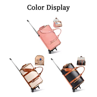 Sac de voyage pliable léger pour le sport, sac de transport à roulettes pour vêtements, sac de voyage de week-end en cuir PU imperméable