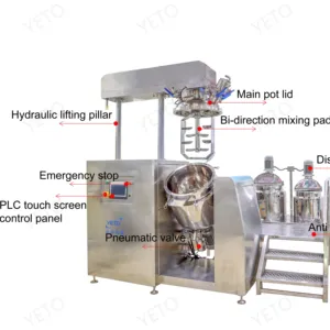 50L Cosmetic Mixer High Shear Dispersing Homogenizer Pipeline Manufacturer Emulsified Oil Cream Shampoo Speed Pressure Mixing