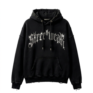 เสื้อฮู้ดดี้ผู้ชายแบบมีซับใน ปักลายตามสั่ง สไตล์สตรีทแวร์ ทรงโอเวอร์ไซส์ ผ้าหนา คุณภาพพรีเมียม ลุคยูบัน ดีไซน์ดิสเทรส ขายส่ง - Product Image 1