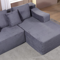 Sofá Cama en Forma de L Minimalista Italiano de Alta Densidad con Esponja, Cubierta de Pana, Reclinable y Móvil para Salas de Estar Pequeñas