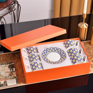 Vente chaude, service à thé de luxe européen en porcelaine osseuse, 12 pièces, tasses et soucoupes - Product Image 2