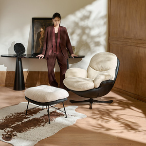 Sillón Individual de Diseño, Giratorio y Reclinable, Estilo Retro de Lujo Ligero, para Sala de Estar, Dormitorio, Balcón, Sillón Puff Simple e Informal - Product Image 2