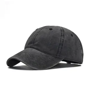 Q20114 unisex stitching outdoor parent-child distressed denim hat washed Solid ribbed baseball hats Adult children sports hat