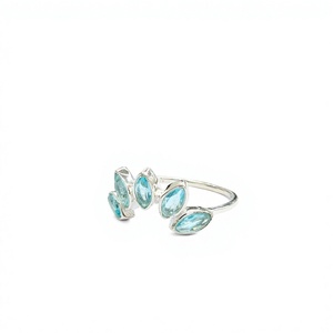 Handmade 925 Sterling Silver Blue Topaz <b>Crown</b> <b>Ring</b> Featuring Marquise Cut Gemstones Elegant Tiara Design Jewelry - Product Image 2