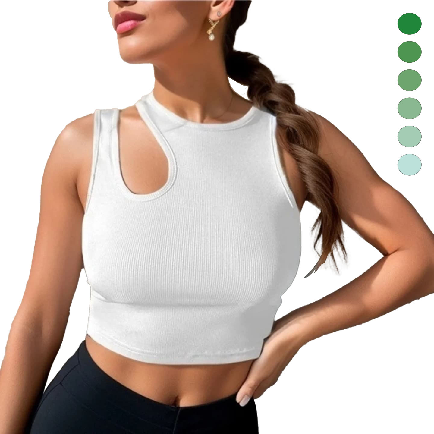 Girls Women's Sleeveless Vest Tank Top Solid Color XS Size Knitted Short Yoga Sports Crop Top Casual Slim Hollow Out Design Top