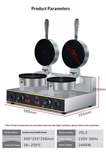 Gaufrier professionnel double tête rotatif en acier inoxydable antiadhésif pour la préparation de gaufres aux œufs, idéal pour les commerces de snacks et les restaurants. - Product Image 6
