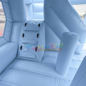 Château gonflable bleu clair pour fêtes en plein air, mariage, avec toboggan - Product Image 5