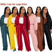 Ensemble deux pièces sport color block patchwork : veste courte et pantalon de survêtement à jambe droite