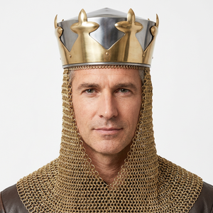 Casco de Metal Dorado Vintage del Rey Arturo de Monty Python, Acabado Pulido, Hecho a Mano, Grande, Calvin Handicrafts, Diwali, Año Nuevo - Product Image 1