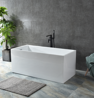 Baignoire autoportante rectangulaire en acrylique, moderne, profonde, pour bain à la turque, vente en gros usine pour salles de bain domestiques et hôtelières, OEM ODM