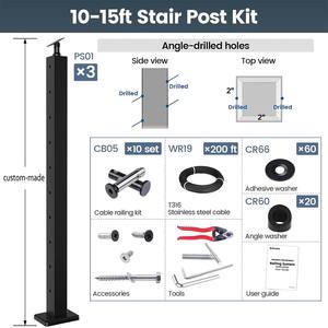 Système de garde-corps <span class=keywords><strong>en</strong></span> acier inoxydable 304 de qualité supérieure pour balcon, escaliers, terrasse, barrières de sécurité - Product Image 2