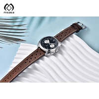 Montre pour homme en cuir avec bracelet en acier inoxydable, boucle luminescente, saphir, étanche, sportive, chronographe à quartz, vintage
