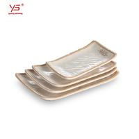 Assiettes à sushi rectangulaires en mélamine mate A5 personnalisées pour restaurant japonais