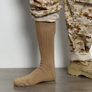 OEM Warm Heavy Duty Patrol Woolen Blending Boots Sock Mil Grade Desert Khaki Calf Tactical Wool Boot Socks