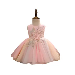 Hot Koop Zomer Boutique Mouwloze Kinderen Wedding Party Peuter Meisjes Prinses Kids Groothandel Roze Baby Jurken Jurk 2022