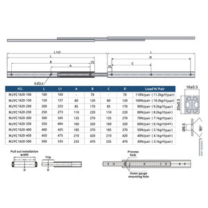Guida <span class=keywords><strong>per</strong></span> Cassetto Mini da 35 mm di Larghezza, 5 Pollici, 20 mm con Cuscinetto a Sfera Ultra Corto - Product Image 3