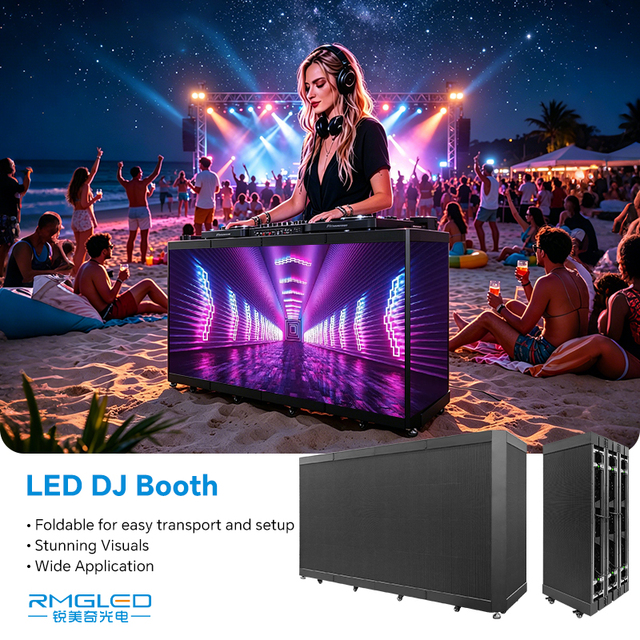 RMGLED 6-foldable Bar/dj Booth Led Display Screen for Indoor & Outdoor Wheeled Stage Interactive Display Portable