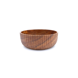 Juego de tazones tallados de madera de acacia estilo Japandi (25cm, 20cm, 14cm), un elegante y perfecto juego de tazones para servir de calidad alimentaria, procedentes de Indonesia. - Product Image 1