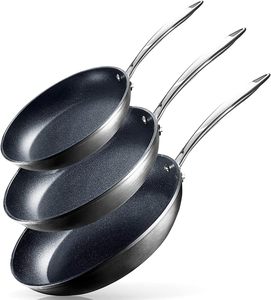 Siêu không dính Frypan với lớp phủ gốm, 3 Piece, Granite Đen - Product Image 1