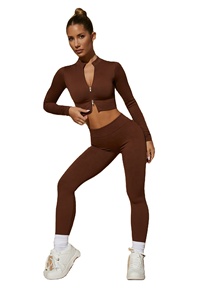 2023 conjunto de pantalones de Yoga de cintura alta sin costuras con cremallera Reversible ecológico transpirable de punto deportes Fitness Leggings sin mangas - Product Image 3