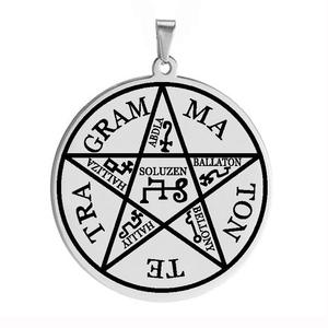 Collana in Acciaio Inossidabile con Pentagramma Re 35 Sigillo di Salomone Sigillo Enochiano di Protezione Tetragrammaton Nome di Dio Stella della Cabala - Product Image 6