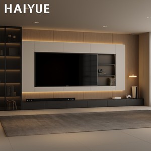 HAIYUE <strong>TV</strong> Cabinet Wooden Floating Design with <strong>Ambient</strong> LED Lighting for Night-time Mood Decoration - Product Image 2