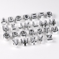 Nouvelles perles en acrylique à grand trou, lettres de l'alphabet (26 lettres), couleur or et argent, pour la création de breloques de sac, pendentifs de téléphone et accessoires de bijoux DIY