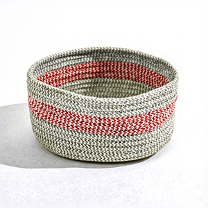 Eco-Friendly Cotton Braided Basket Round Shape H-10 B-16 cm for Multi-Purpose Storage and Decorative Use at Home - Product Image 1