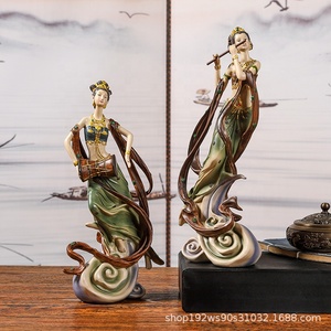 SE7ART Dunhuang Flying Apsara, sculpture en résine peinte à la main de style chinois classique, artisanat haut de gamme pour salon - Product Image 3