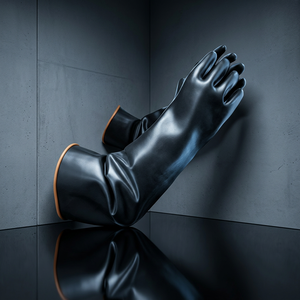 Gants en caoutchouc résistants aux produits chimiques industriels, noirs, antidérapants, durables, avec manchette de sécurité, stériles, 35 cm - Product Image 6