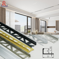 Profilé d'angle en L moderne en aluminium pour carrelage, profil d'extrusion personnalisable pour la transition métallique des carreaux d'appartement