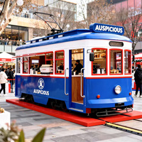 Artisanat métallique personnalisé : Conception de chariot de vente vintage vert (locomotive, bus, tram) pour centres commerciaux et marchés nocturnes