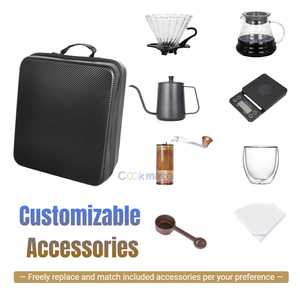 Portable <strong>Coffee</strong> Kit Outdoor Camping Travel <strong>V</strong> <strong>60</strong> <strong>Coffee</strong> Pour Over Gift Set with Waterproof Black Leather Bag - Product Image 2