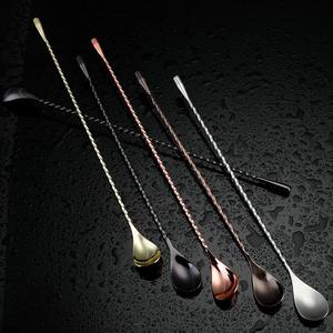 ช้อนผสมโลหะสำหรับผสมชากาแฟทำจากสเตนเลสด้ามยาวช้อนผสมเครื่องดื่มค็อกเทลทำจาก304ตรงจากโรงงาน - Product Image 1