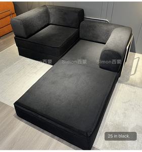 デュアルユース クリームピンク ファブリック リビングルーム モジュール ウェーブカード テディ ソファベッド コンビネーション コーナー レイジースタイル コンプレッションソファ - Product Image 4