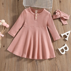 6M-4Y infantile enfant en bas âge enfants bébé filles robe doux tricoté à manches longues bouton robes pour filles automne printemps vêtements D35 - Product Image 2