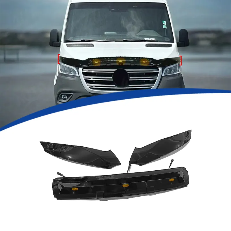 Kit bodi Bumper depan mobil, pemisah bibir Bumper PP Spoiler dengan lampu LED untuk sprinter 2018 2022 W907