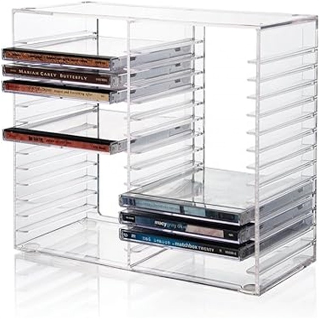 Stacked Transparent Acrylic CD Storage Box With Rubber Pad  Accommodate 30 Standard Record Boxes for Living Room Record Storage