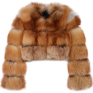 Kırmızı tilki ceket yüksek kalite bayanlar uzun kollu doğal tilki kürk kadın giyim için - Product Image 2