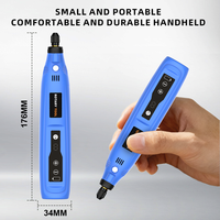 Mini-meuleuse électrique sans fil DIY, batterie lithium 3,7 V, 5 vitesses, lumière LED, 30 W, prise USB, gravure, manucure, polissage, 100 mm