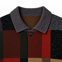 OEM Benutzerdefiniertes Logo Herren Patchwork Strick-Cardigan Wolle-Baumwoll-Mischung Gemischte Textur Knopfleiste Vorne Pullover
