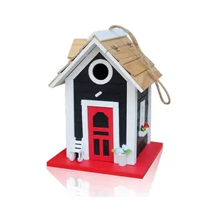 Country Cottages Bird House Outdoor Decor Garden Wooden Hanging Birdhouse