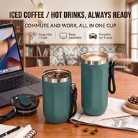 Tasse à café de voyage isotherme en acier inoxydable 304, écologique, à double paroi, anti-fuite, 350 ml, avec corde de transport et paille, cadeau d'entreprise pour les fêtes