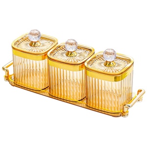 Hiện Đại Năm Hạt Vuông Nhựa Thực Phẩm Jar Kín Jar Cho Nhà Bếp Snack Kẹo Lưu Trữ Đảng Bảo Quản Chai Lưu Trữ Hộp Set - Product Image 1