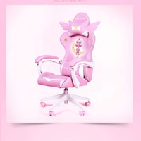 Chaise de jeu Sailor Moon, réglage en hauteur, dossier ergonomique, pivotante, avec appui-tête et coussin lombaire, rose, pour fille