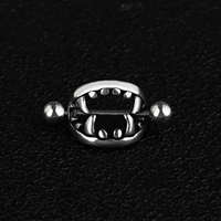 Anneaux de piercing pour mamelons en acier inoxydable cool, 16g, crâne de vampire, dents, bijoux de corps, barres, mode, femmes, hommes