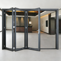 Porte patio pliante moderne 2026 coupe-vent en aluminium à double vitrage, cloison en verre accordéon, écoénergétique